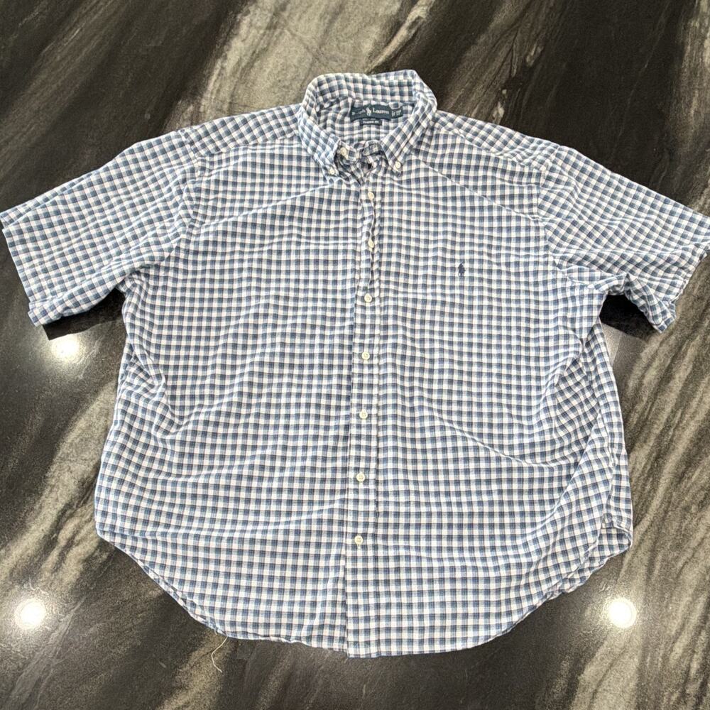Ralph Lauren Classic Fit 3XB Blue White Red Plaid Short Sleeve Button-Down
